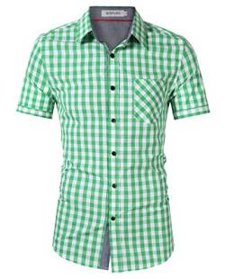 Misfuso Herren Kariert Hemd Regular Fit Bügelleicht Doppelfarbig Hemden Karo Hemd auch fürs Oktoberfest geeignet Grün S von Misfuso
