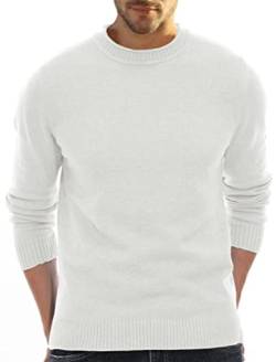 Misfuso Male Strickpullover Herren Pullover, Feinstrick mit Rundhalsausschnitt Langarm, Maschinenwäsche schrumpft Nicht, Eu-Größe: XL Weiß von Misfuso