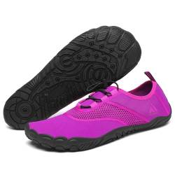 Mishansha Damen Badeschuhe Frauen Sommer Schwimmschuhe Schnell Trocknend Atmungsaktiv Aquaschuhe Unisex rutschfest Outdoor Strandschuhe für Wassersport, Lila 38 EU von Mishansha