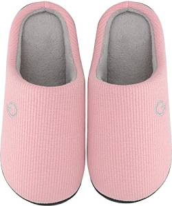 Mishansha Damen Winter Hausschuhe Memory Foam Warm Leicht rutschfeste Indoor & Outdoor Pantoffeln mit Harte Sohle für Frauen(Rosa, 42/43 (Herstellergröße 290 mm)) von Mishansha