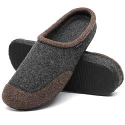 Mishansha Filzpantoffeln Herren Filzhausschuhe Damen Bequem Hausschuhe Filz Pantoffeln Indoor Hüttenschuhe für Winter Und Herbst Dunkel Braun,Gr.44 von Mishansha