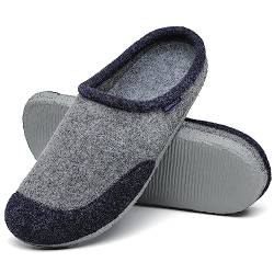 Mishansha Hausschuhe Damen Filzhausschuhe Herren Filz Pantoffeln für Drinnen Rutschfeste Herbst Hüttenschuhe Slipper Ägyptisch Blau,Gr.37 von Mishansha