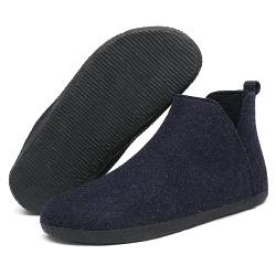 Mishansha Hausschuhe Herren Winter Hüttenschuhe Damen Pantoffeln Warme Filzpantoffeln Hohe Filz Hausschuhe Indoor Slipper Marineblau, Gr.43 EU von Mishansha