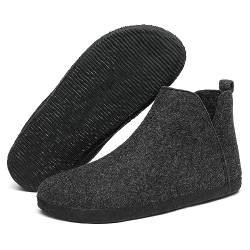 Mishansha Hausschuhe Herren Winter Hüttenschuhe Damen Pantoffeln Warme Filzpantoffeln Hohe Filz Hausschuhe Indoor Slipper Vanta Schwarz, Gr.41 EU von Mishansha