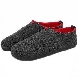 Mishansha Herren Damen Filz Hausschuhe Wärme Winter Pantoffeln Rutschfeste Leicht Home Slippers für Frauen Männer, Schwarz, 43EU von Mishansha