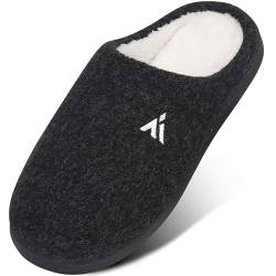 Mishansha Herren Filzpantoffeln Puschen Winter Baumwolle Pantoffeln Damen Gummisohle Memory Foam Pantoffeln Warme rutschfest Slipper Unisex Schlappen, Schwarz 41 von Mishansha