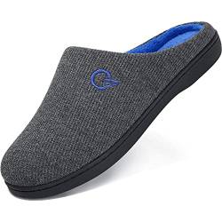 Mishansha Herren Hausschuhe Atmungsaktiv Rutschfester Gummisohle Winter Slipper Warm Gefütterte Pantoffeln Dunkelgrau 40/41 von Mishansha