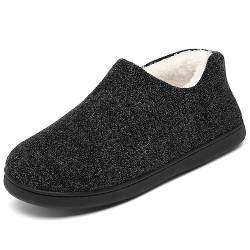 Mishansha Herren Hausschuhe Plüsch Winter Warm Mokassin rutschfeste Gefüttert Pantoffeln Memory Foam Winterschuh Bequeme, Schwarz 40 von Mishansha