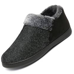 Mishansha Herren Hausschuhe Plüsch Winter Warm Mokassin rutschfeste Gefüttert Pantoffeln Memory Foam Winterschuh Bequeme, Schwarz D 48 von Mishansha