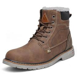 Mishansha Herren Stiefel Warm Gefütterte Schneestiefel Wanderschuhe Wasserdicht rutschfeste Winter Boots für Outdoor Braun 42 von Mishansha