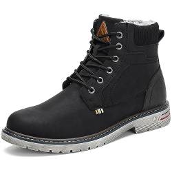 Mishansha Herren Winterschuhe Gefüttert Wasserdicht Winterstiefel Outdoor rutschfest Kurzschaft Stiefel Schwarz 44 von Mishansha