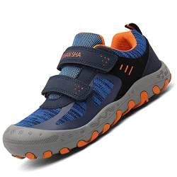 Mishansha Kinder Sportschuhe Atmungsaktiv Leichte Laufschuhe für Jungen Bequemer rutschfest Mädchen Turnschuhe Elastisch Flexibel Hallenschuhe, Trek Dunkelblau 33 von Mishansha