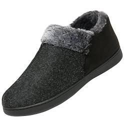 Mishansha Männer Memory Schaum Hausschuhe Plüsch Pantoffeln Dame Winter Wärme Hausschuhe Unisex Weiche Gemütlich für Indoor & Outdoor Slippers, Unisex Schwarz 47 von Mishansha