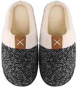 Mishansha Memory Foam Hausschuhe Herren Damen Winter Pantoffeln Wärme Plüsch Fell Leicht Weich rutschfeste Harte Sohle Indoor & Outdoor Slippers für Frauen Männer(Weiß, 40/41 (Herstellergröße 280 mm)) von Mishansha