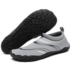 Mishansha Unisex Badeschuhe Schnell Trocknend Wasserschuhe rutschfest Outdoor Barfußschuhe Silber Grau,Gr.37 von Mishansha