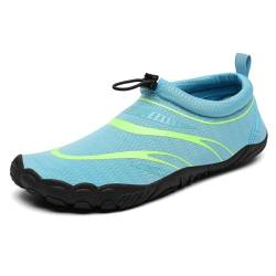 Mishansha Unisex Badeschuhe Schnelltrocknend Mesh Erwachsene Wasserschuhe Atmungsaktiv Dicke Sohle Wassersportschuhe Sommer Outdoor Aquaschuhe, Azurblau 36 von Mishansha