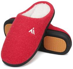 Mishansha Wärme Haus Hausschuhe Herren Rutschfeste Plüsch Pantoffeln Damen Weiche Memory Foam Home Slipper,Kaiserliches Rot Gr.41 von Mishansha