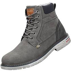 Mishansha Warm Gefütterte Schneestiefel Herren Damen Wanderschuhe Bequeme Rutschfeste Winter Boots Wasserdicht Winterstiefel, Grau 45 EU von Mishansha