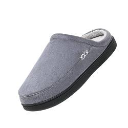 Mishansha Winter Damen Pantoffeln Wärme Gefüttert Hausschuhe Herren Memory Foam Slipper Unisex Frauen Weiche Plüsch Gummisohle Verschleißfest Atmungsaktiv Home Grau B 36 von Mishansha