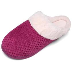 Mishansha Winter Hausschuhe Damen Memory Foam Pantoffeln Plüsch Warme Indoor Slippers Rot 36/37 von Mishansha