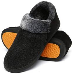 Mishansha Winter Pantoffeln Herren Memory Foam Hausschuhe Geschlossen Gefütterte Slippers Home Winterschuhe Rauchiges Schwarz Gr.45 von Mishansha