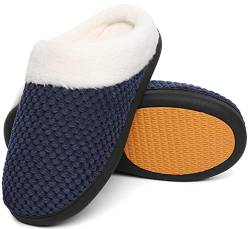 Mishansha Winter Wärme Hausschuhe Herren Damen Memory Foam Pantoffeln Weich Bequem Gefüttert Slippers für Indoor & Outdoor, Tiefes Blau 38 EU von Mishansha