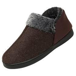 Mishansha Winter Wärme Hausschuhe Mann Memory Foam Pantoffeln Plüsch Pantoffel Non-Slip Gummisohle Weite Leichte Slippers, Unisex Kaffee 44 von Mishansha