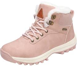 Mishansha Winterschuhe Damen Warm Gefüttert Winterstiefel Wasserdicht Flache Damenstiefel Rutschfest Leichte Winter Boots Frauen Outdoor Wanderstiefel(Rosa, 40 EU) von Mishansha