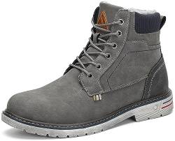 Mishansha Winterschuhe Herren Gefüttert Winterstiefel Wasserdicht Freizeit Warme Männer Winter schuhe Rutschfest Wander Schuhe Outdoor Leder Boots Grau gr.39 EU von Mishansha