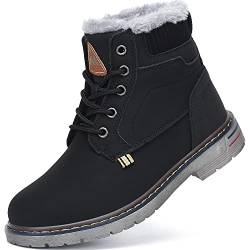 Mishansha Winterschuhe Kinder Wasserdicht Winterstiefel Jungen Warm Gefüttert Stiefel Mädchen, Schwarz 29 von Mishansha