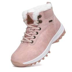 Mishansha Winterschuhe Mädchen Warme Schneestiefel Outdoor Wanderstiefel Wasserdicht Winterstiefel Pink Rosa Gr.33 von Mishansha