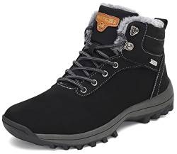 Mishansha Winterstiefel Herren Gefüttert Winterschuhe Männer Wasserdicht Warme Wanderschuhe Winter Trekkingschuhe Outdoorschuhe Winter Rutschfest Schneestiefel Schwarz 43 EU von Mishansha