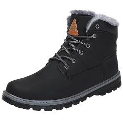 Mishansha Winterstiefel Herren Kurzschaft Stiefel Warm Gefüttert Boots Männer Winterschuhe rutschfest Outdoor Stiefel Schwarz Gr.46 EU von Mishansha