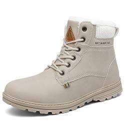 Mishansha Winterstiefel für Damen Rutschfeste Wasserdicht Schneestiefel Frau Bequeme Warm Gefüttert Winterschuhe Bequeme Flexibel Stiefeletten Outdoor, Winter Beige 36 von Mishansha