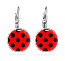 Miss Lovie ® Marienkäfer Ohrringe Polka Dots Schwarz Rot Hängende Ohrringe Rockabilly - Passend zu Ladybug Kostüm Mädchen Marienkäfer Accessoires Damen Damen 50er Jahre Schmuck Ohrringe Edelstahl von Miss Lovie