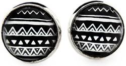 Miss Lovie ® Ohrringe Boho Schwarz Weiß Damen Ohrringe Vintage Ohrringe Handmade Ohrstecker Damen Cabochon Edelstahl Silber Beste Freunde Geschenk Muttertag von Miss Lovie