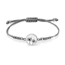 Miss Lovie Armband Damen Stoff Armband Pusteblume Wunscherfüller Armband Freundin Fotoschmuck Armband Grau Glücksbringer Armband Damen Seelenband Armband von Miss Lovie