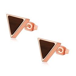 Miss Lovie Ohrringe Rosegold Holzohrringe Damen Holz Ohrstecker Ohrringe Geometrisch Dreieck 8mm Geburtstagsgeschenke Für Eine Frau Weihnachtsohrringe von Miss Lovie