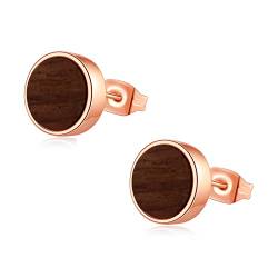 Miss Lovie Ohrringe Rosegold Holzohrringe Damen Holz Ohrstecker Ohrringe Geometrisch Kreis 8mm Geburtstagsgeschenke Für Eine Frau Weihnachtsohrringe von Miss Lovie