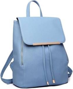 Miss Lulu Rucksack Damen Klein Wasserdicht Rucksack Cityrucksack Backpack Women Modern Backpack Damen PU Leder für Reisen Arbeit Schule (Hellblau) von Miss Lulu