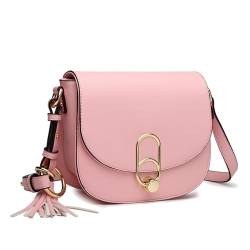 Miss Lulu Schultertasche Damen Umhängetasche Cross Body Bag Modern Mit Reißverschluss Quaste Urlaub Shopping (Pink) von Miss Lulu