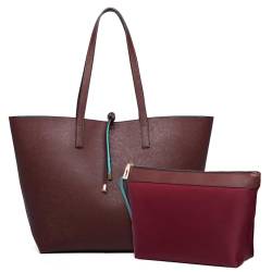 Miss Lulu Shopper für Damen Schultertasche Damen Groß Tasche Damen Modern Einkaufstasche PU-Leder Henkeltasche Damen Praktisch Handtaschen-2 Stück Set von Miss Lulu