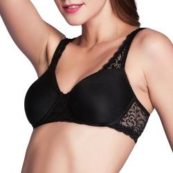 Miss Perfect Dessous Damen Minimizer BH mit Bügel Bügel BH Spitze BH Minimizer BH in Schwarz Größe 75D von Miss Perfect