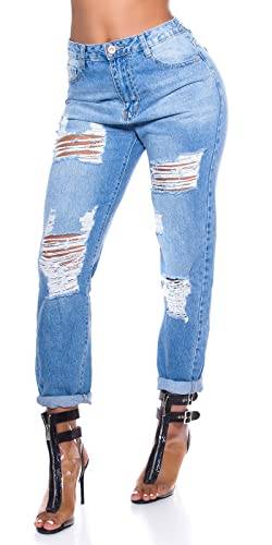 Miss RJ Jeans Damen High Waist Mom Jeans Jeanshose Used Look (34, Numeric_34) von Miss RJ