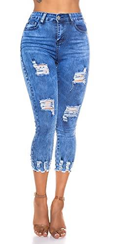 Miss RJ Jeans Damen High Waist Skinny 7/8 Jeanshose Used Look (Blau, 34) von Miss RJ