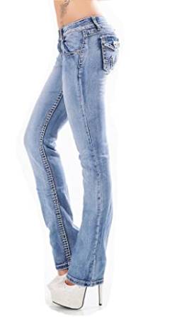 Miss RJ Jeans Damen Skinny Jeans Flap Pocket Dicke Nähte Jeanshose (42, Hellblau) von Miss RJ