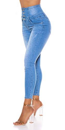 Miss RJ Jeans High Waist Damen Skinny Jeans Jeanshose Corsage Look (Blau, 38) von Miss RJ