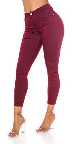 Miss RJ Jeans High Waist Damen Skinny Jeanshose Basic (Bordeaux, 38) von Miss RJ