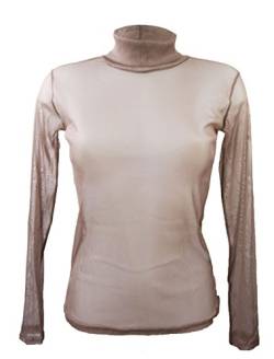 Miss Rouge T-Shirt, Netzstoff, transparent, Rollkragen Gr. 34 DE/38 DE, taupe von Miss Rouge