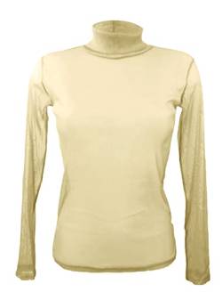 Miss Rouge T-Shirt, Oberteil aus Voile, Netz, transparent, Rollkragen, beige, One size von Miss Rouge